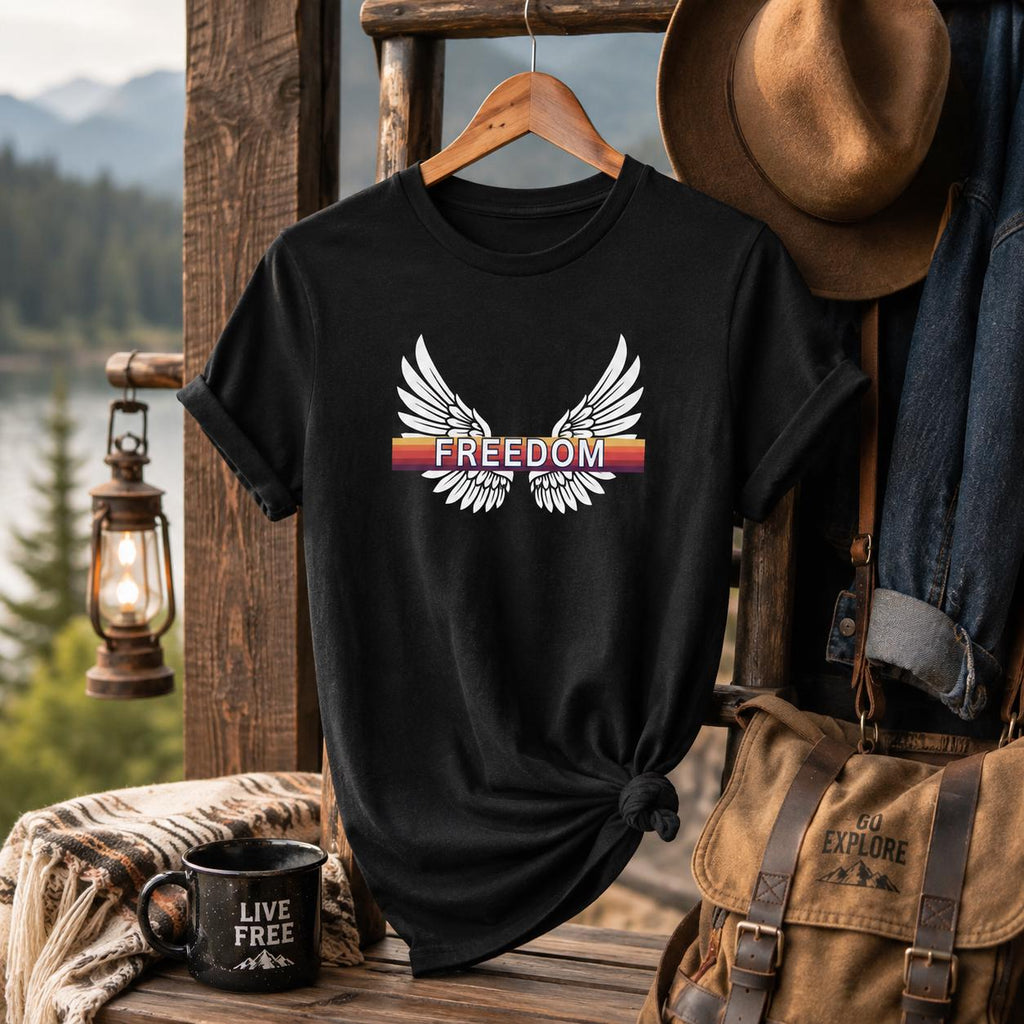 Freedom Wings T Shirt, Winged Liberty Graphic Tee, Unisex Cotton Shirt, Patriotic Gift, Freedom Shirt, Patriotic T-Shirt