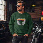 Freedom Wings Organic Sweatshirt, Eco Friendly Unisex Crewneck, Organic Cotton and Recycled Polyester, Sustainable Liberty Gift