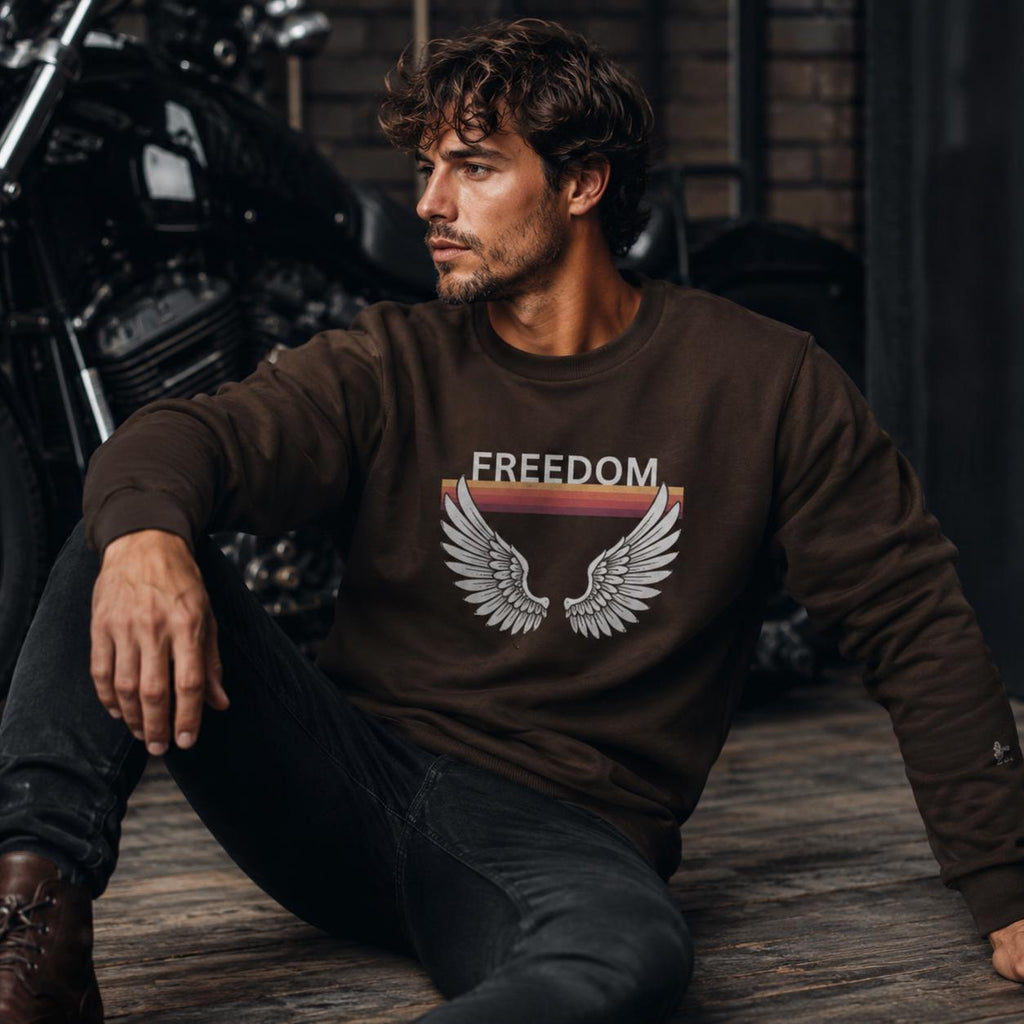 Freedom Wings Organic Sweatshirt, Eco Friendly Unisex Crewneck, Organic Cotton and Recycled Polyester, Sustainable Liberty Gift