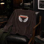 Freedom Wings Organic Sweatshirt, Eco Friendly Unisex Crewneck, Organic Cotton and Recycled Polyester, Sustainable Liberty Gift