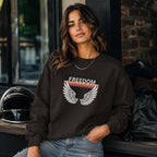 Freedom Wings Organic Sweatshirt, Eco Friendly Unisex Crewneck, Organic Cotton and Recycled Polyester, Sustainable Liberty Gift