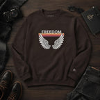 Freedom Wings Organic Sweatshirt, Eco Friendly Unisex Crewneck, Organic Cotton and Recycled Polyester, Sustainable Liberty Gift