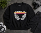 Freedom Wings Organic Sweatshirt, Eco Friendly Unisex Crewneck, Organic Cotton and Recycled Polyester, Sustainable Liberty Gift