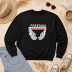 Freedom Wings Organic Sweatshirt, Eco Friendly Unisex Crewneck, Organic Cotton and Recycled Polyester, Sustainable Liberty Gift