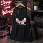 Freedom Wings Racerback Tank Top, Women's Flowy Workout Tank, Raw Edge Seams, Patriotic Gym Shirt, Liberty Tank for Summer