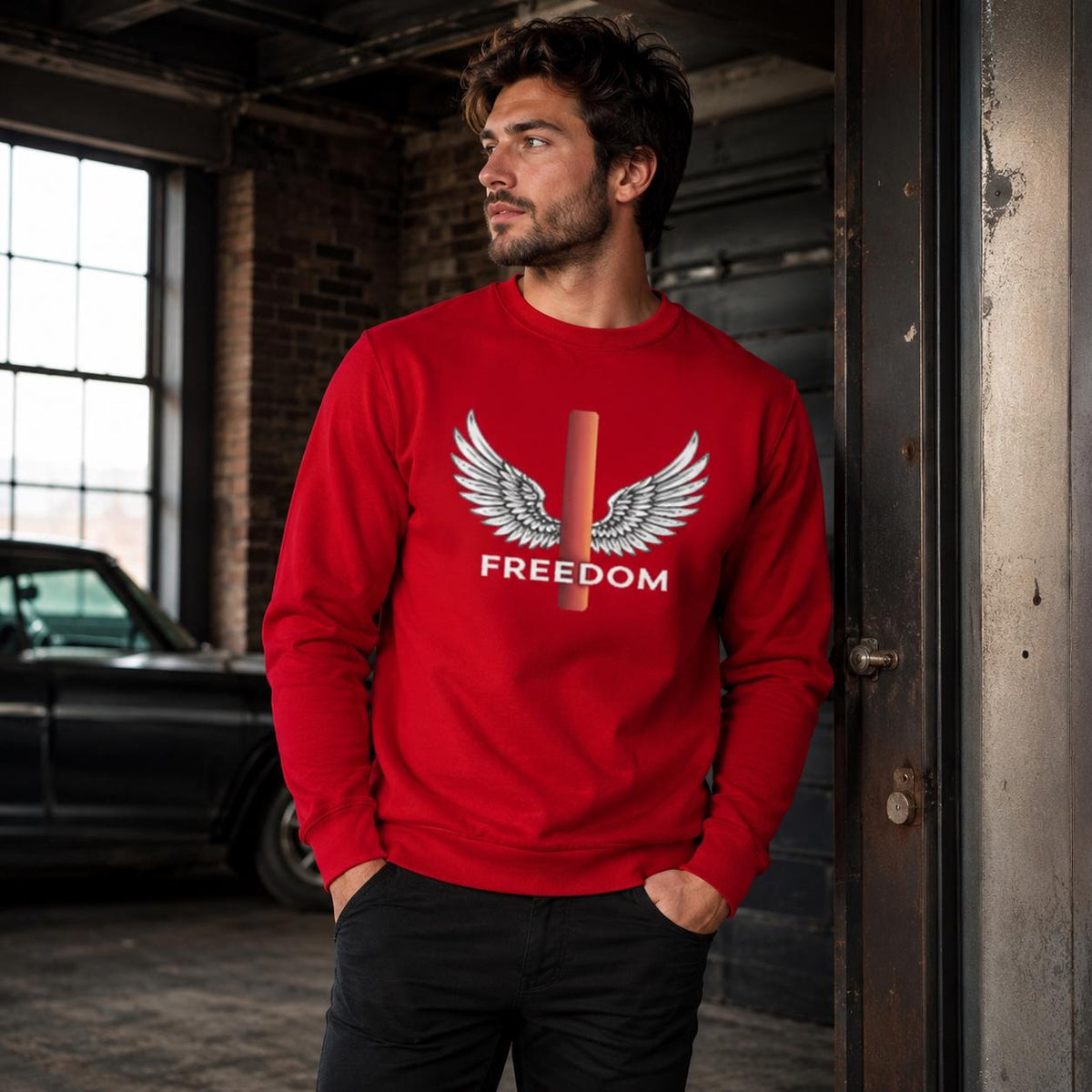 Freedom Crewneck Sweatshirt, Organic Cotton Pullover, Eco Friendly Sweatshirt, Patriotic Sweater, Liberty Lover Gift