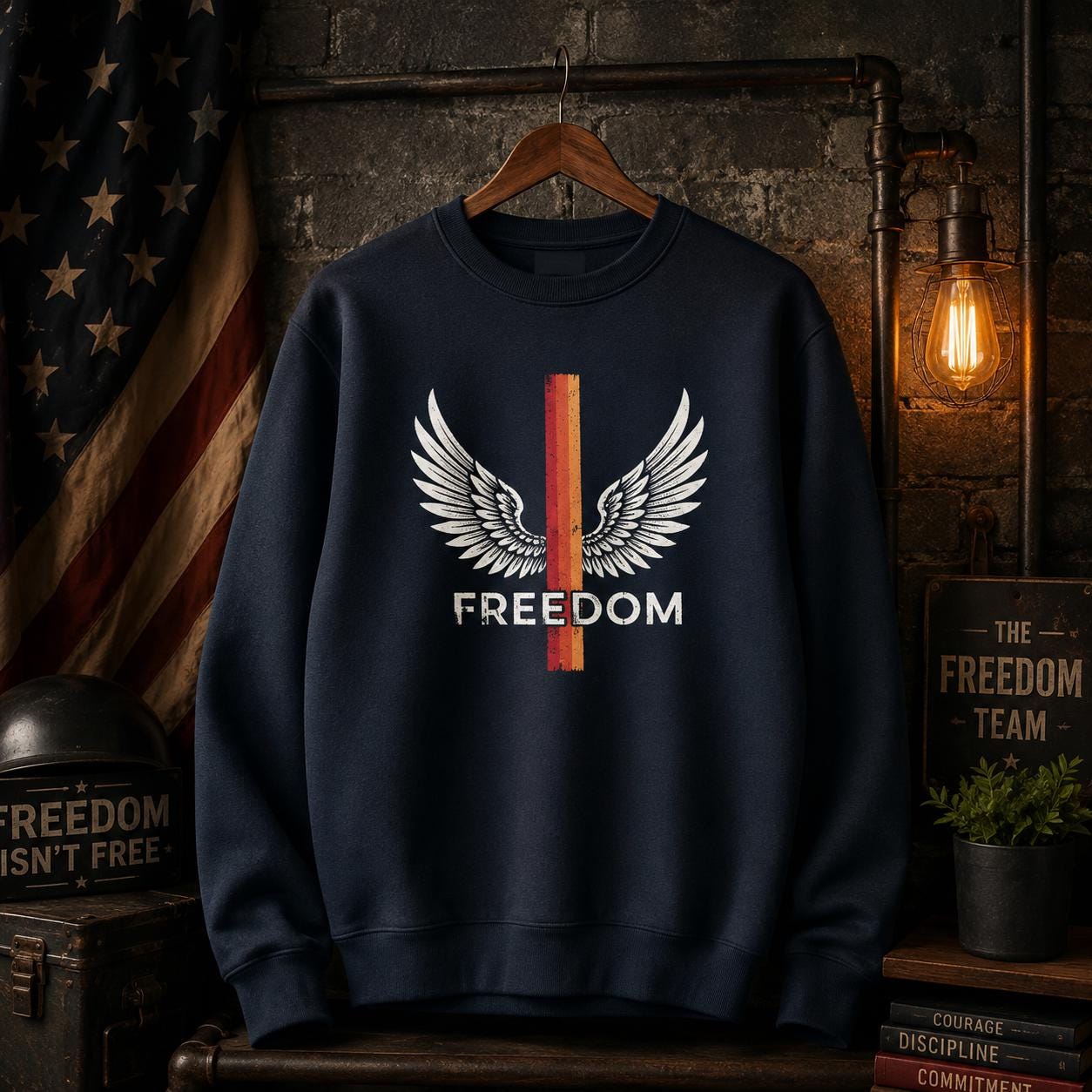 Freedom Crewneck Sweatshirt, Organic Cotton Pullover, Eco Friendly Sweatshirt, Patriotic Sweater, Liberty Lover Gift