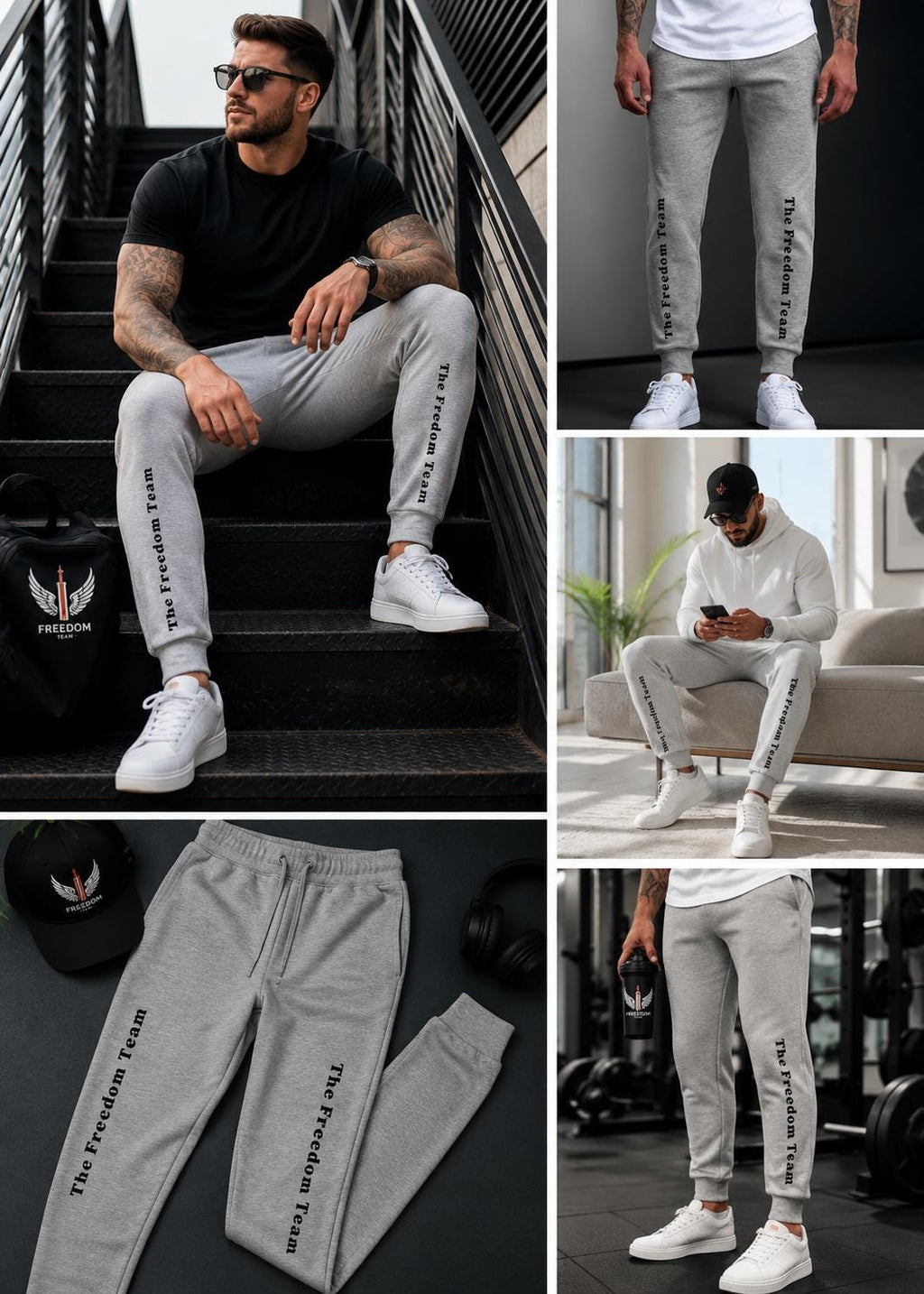 Freedom Team Sweatpants, Unisex Fleece Joggers with Pockets, Cuffed Leg Cotton Blend Lounge Pants, Patriotic Loungewear Gift