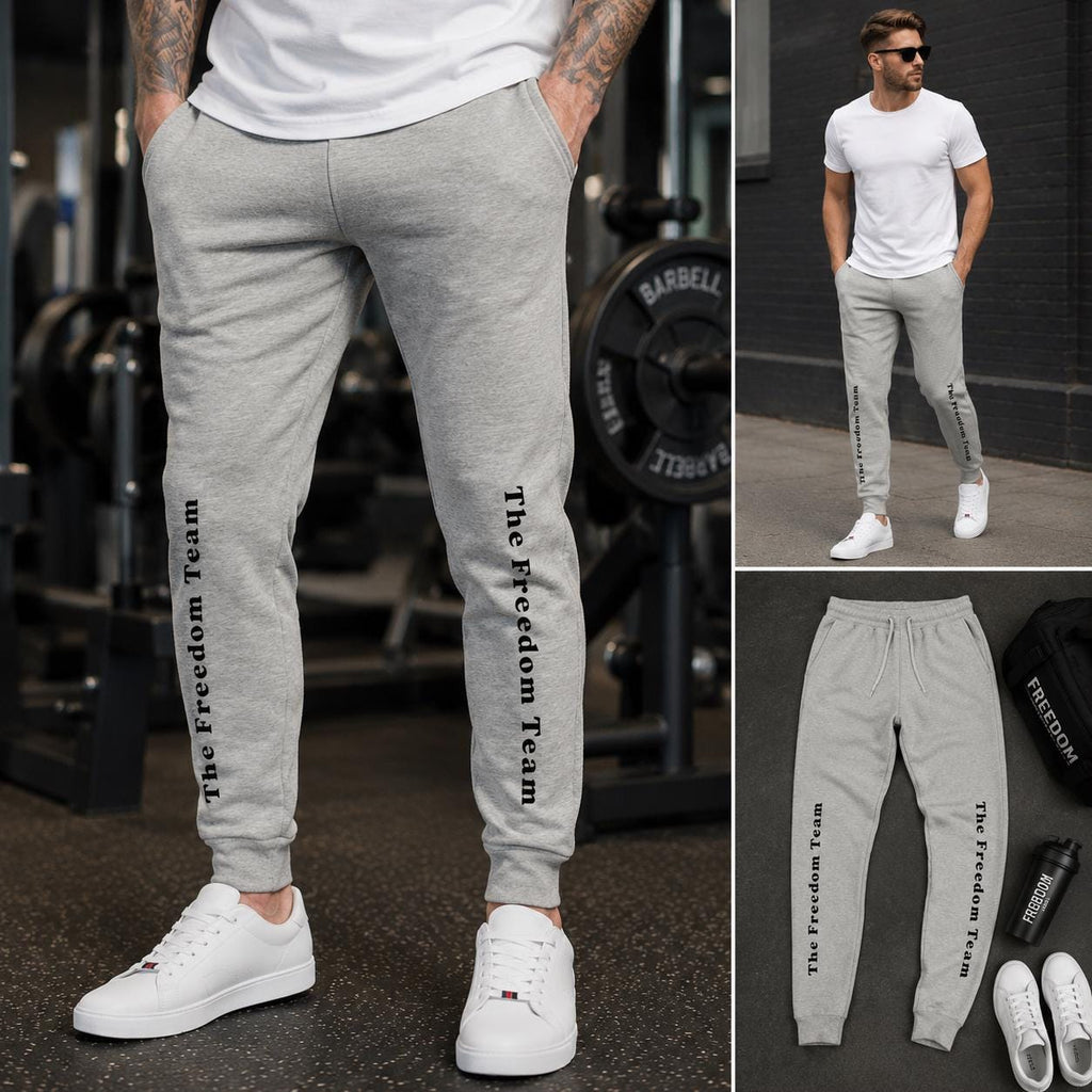 Freedom Team Sweatpants, Unisex Fleece Joggers with Pockets, Cuffed Leg Cotton Blend Lounge Pants, Patriotic Loungewear Gift