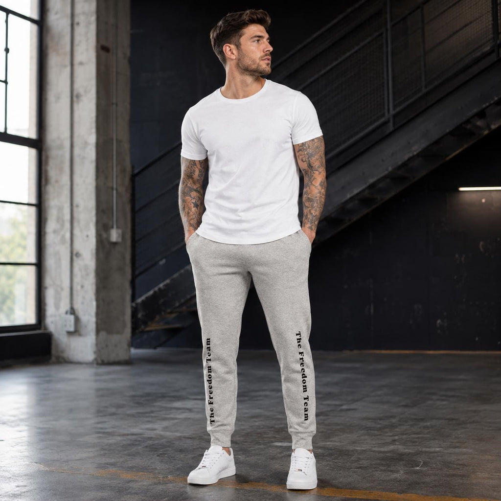 Freedom Team Sweatpants, Unisex Fleece Joggers with Pockets, Cuffed Leg Cotton Blend Lounge Pants, Patriotic Loungewear Gift