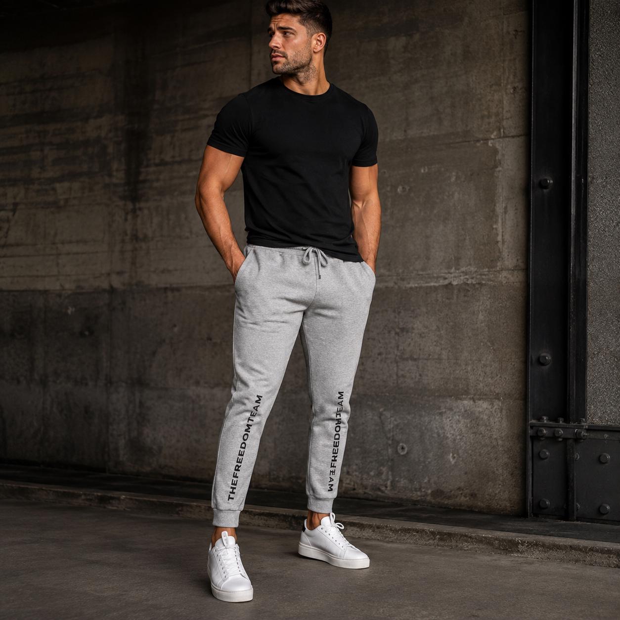 Freedom Team Sweatpants, Unisex Fleece Joggers with Pockets, Cuffed Leg Cotton Blend Lounge Pants, Patriotic Loungewear Gift