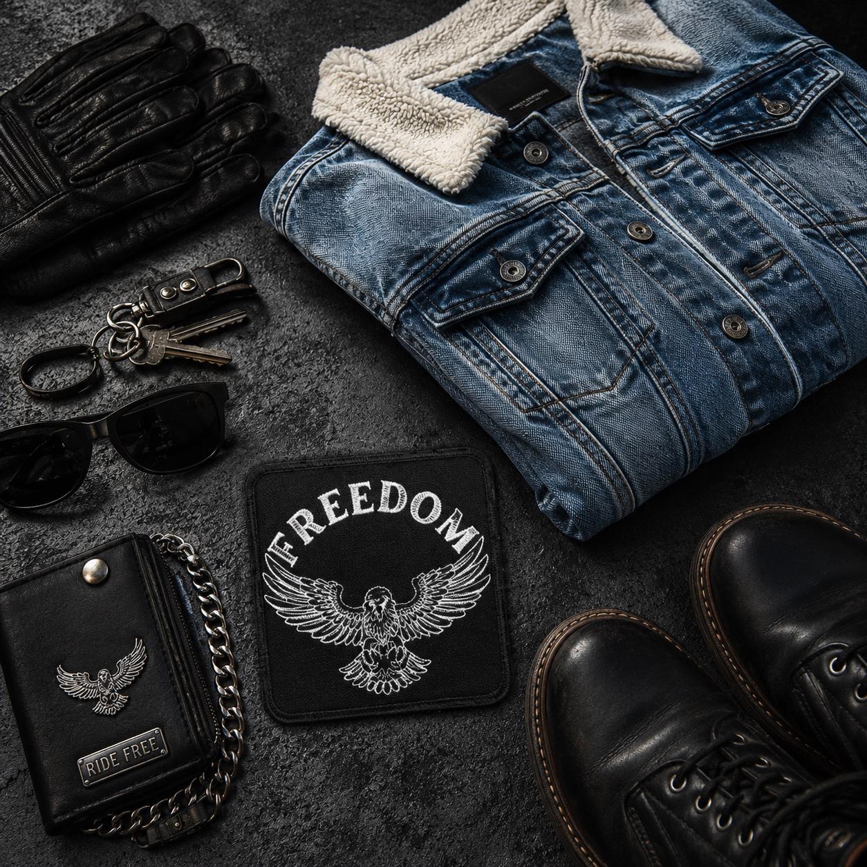 Freedom Eagle Patch, Embroidered Iron On Patch for Denim Jackets, Biker and Military Style Badge, 3 Inch Sew On Patch