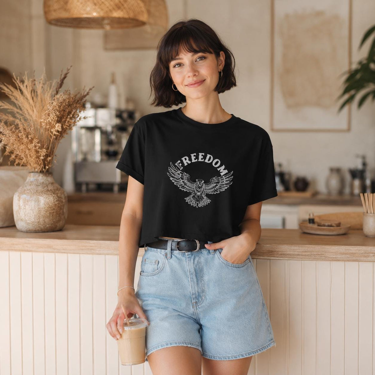 Patriotic Crop Top, 4th of July Crop Top, American Eagle Womens Tee, USA Shirt for Women, Memorial Day Outfit