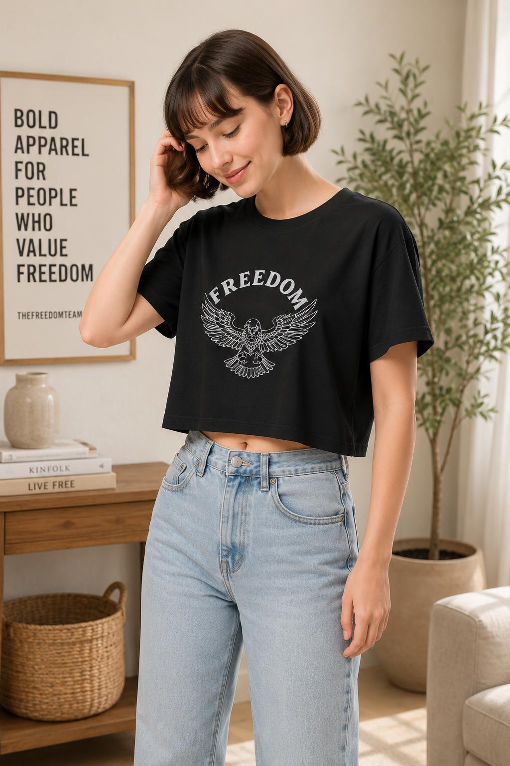 Patriotic Crop Top, 4th of July Crop Top, American Eagle Womens Tee, USA Shirt for Women, Memorial Day Outfit
