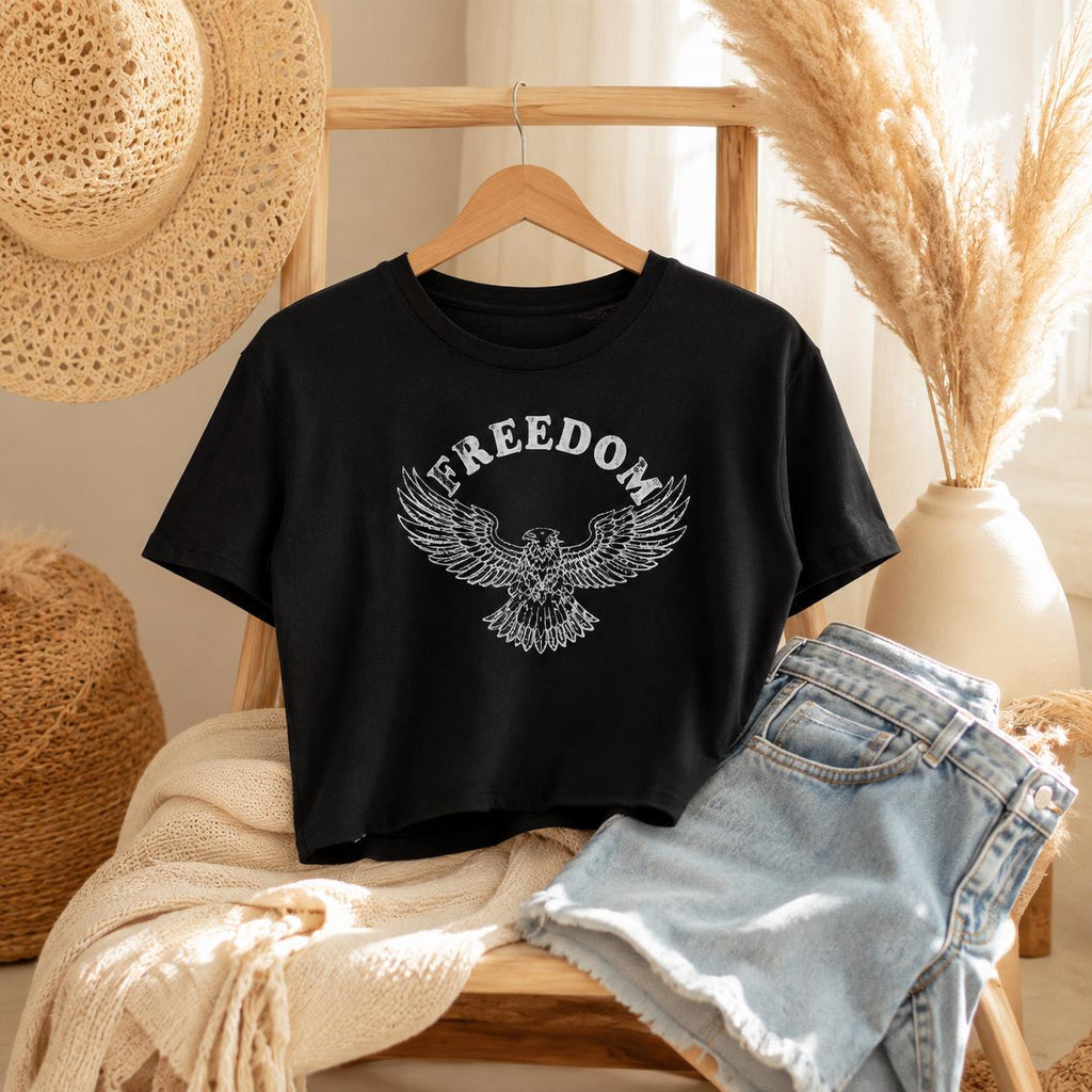 Patriotic Crop Top, 4th of July Crop Top, American Eagle Womens Tee, USA Shirt for Women, Memorial Day Outfit