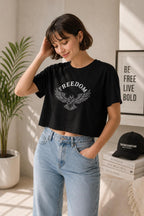 Patriotic Crop Top, 4th of July Crop Top, American Eagle Womens Tee, USA Shirt for Women, Memorial Day Outfit