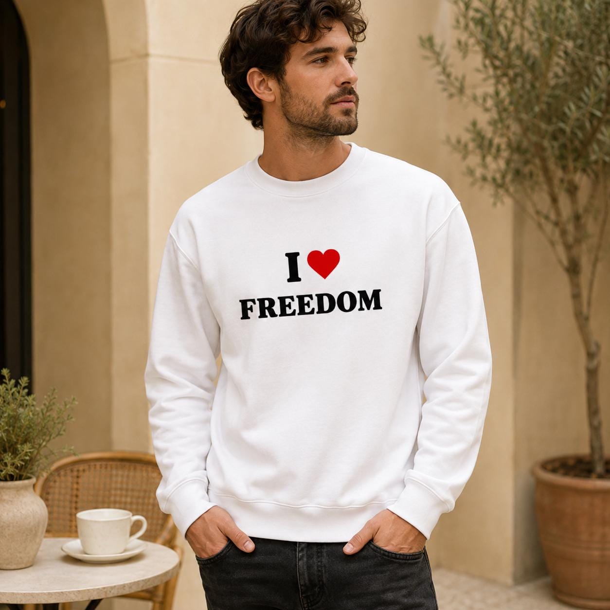 I Love Freedom Sweatshirt, Patriotic Crewneck, Heart Graphic Sweatshirt, Cozy Pullover, Liberty Lover Gift