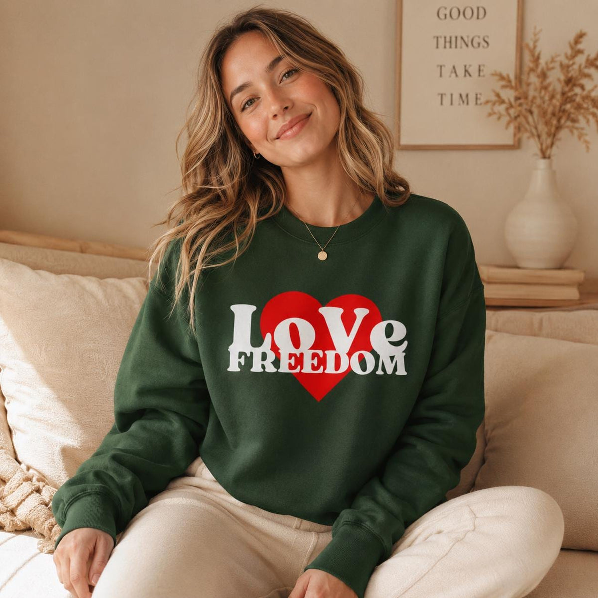 Patriot Sweatshirt, Love Freedom Crewneck, Patriotic Pullover Sweater, Libertarian Gift, Cozy Winter Sweatshirt for Him