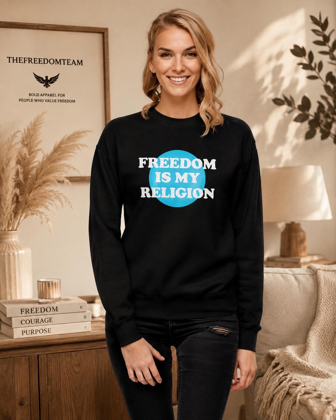 Freedom Is My Religion Sweatshirt, Libertarian Crewneck, Free Thinker Sweater, Liberty Pullover, Gift for Him
