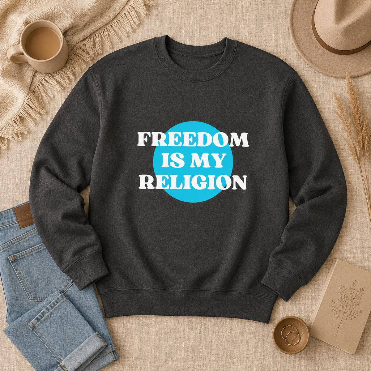 Freedom Is My Religion Sweatshirt, Libertarian Crewneck, Free Thinker Sweater, Liberty Pullover, Gift for Him