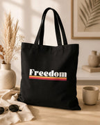 Freedom Tote Bag, Retro Canvas Tote, Organic Cotton Shopping Bag, Reusable Grocery Bag, Patriotic Book Bag Gift