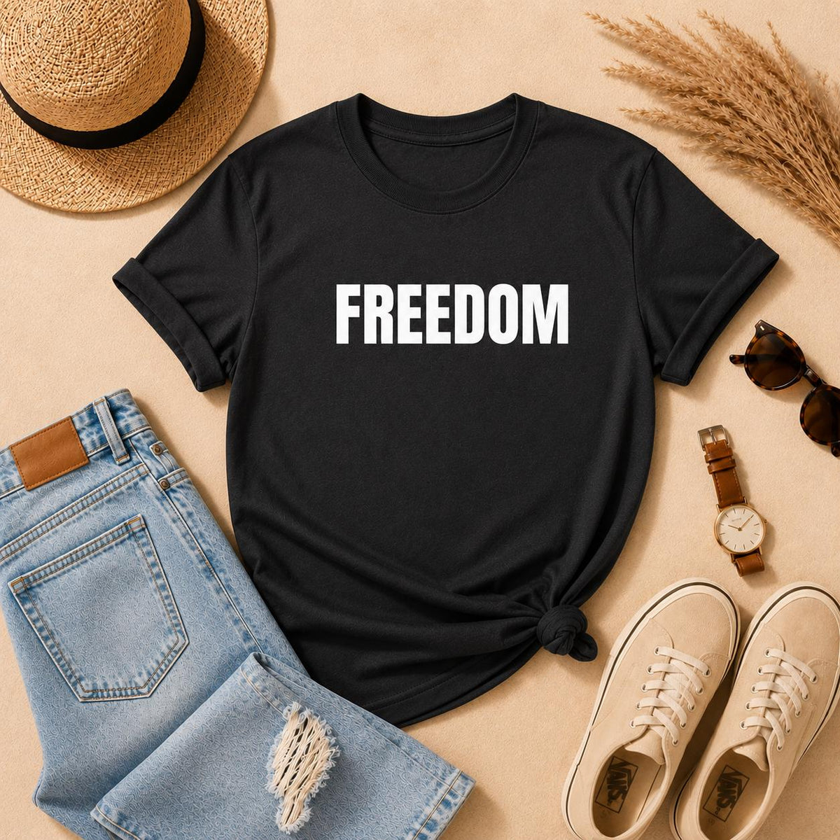Classic Freedom Shirt, Minimalist Graphic Tee, Bold Typography T Shirt, Liberty Tee, Simple Freedom Gift