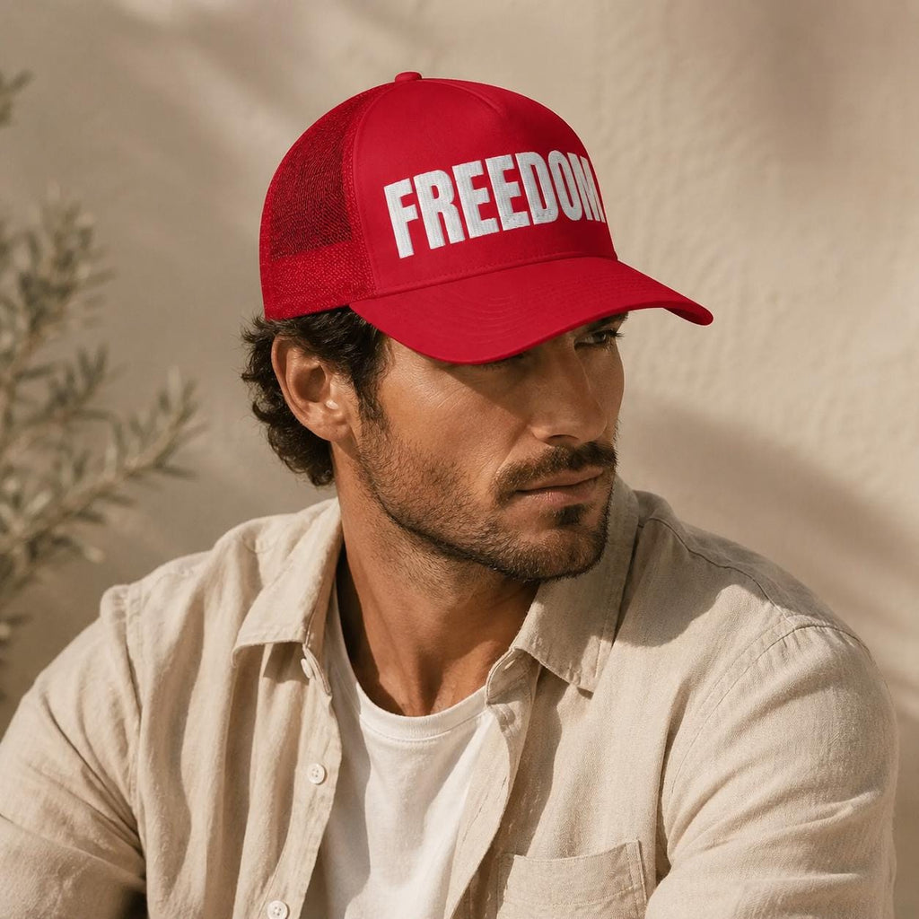 Freedom Trucker Hat, Snapback Cap for Men, Mesh Back Baseball Cap, Liberty Hat, Patriotic Gift for Him