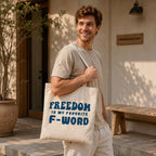 Freedom Tote Bag, Freedom Is My Favorite F Word Canvas Tote, Organic Cotton Shopping Bag, Book Tote, Gift for Her