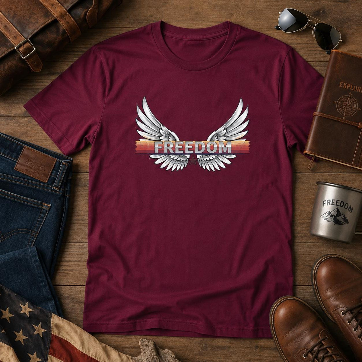Freedom Wings T Shirt, Winged Liberty Graphic Tee, Unisex Cotton Shirt, Patriotic Gift, Freedom Shirt, Patriotic T-Shirt