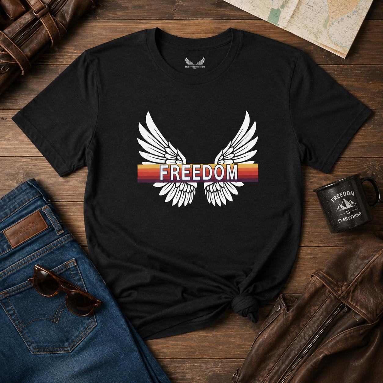 Freedom Wings T Shirt, Winged Liberty Graphic Tee, Unisex Cotton Shirt, Patriotic Gift, Freedom Shirt, Patriotic T-Shirt