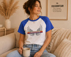 Freedom Wings Baseball Tee, Womens Micro Rib Raglan Baby Tee, Fitted Contrast Sleeve Top, Patriotic Womens Shirt, Soft Cotton Blend