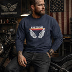 Freedom Wings Organic Sweatshirt, Eco Friendly Unisex Crewneck, Organic Cotton and Recycled Polyester, Sustainable Liberty Gift