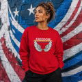 Freedom Wings Organic Sweatshirt, Eco Friendly Unisex Crewneck, Organic Cotton and Recycled Polyester, Sustainable Liberty Gift