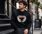 Freedom Wings Organic Sweatshirt, Eco Friendly Unisex Crewneck, Organic Cotton and Recycled Polyester, Sustainable Liberty Gift