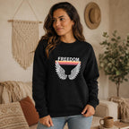 Freedom Wings Organic Sweatshirt, Eco Friendly Unisex Crewneck, Organic Cotton and Recycled Polyester, Sustainable Liberty Gift