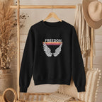 Freedom Wings Organic Sweatshirt, Eco Friendly Unisex Crewneck, Organic Cotton and Recycled Polyester, Sustainable Liberty Gift