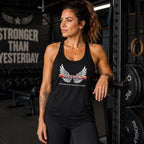 Freedom Wings Racerback Tank Top, Women's Flowy Workout Tank, Raw Edge Seams, Patriotic Gym Shirt, Liberty Tank for Summer