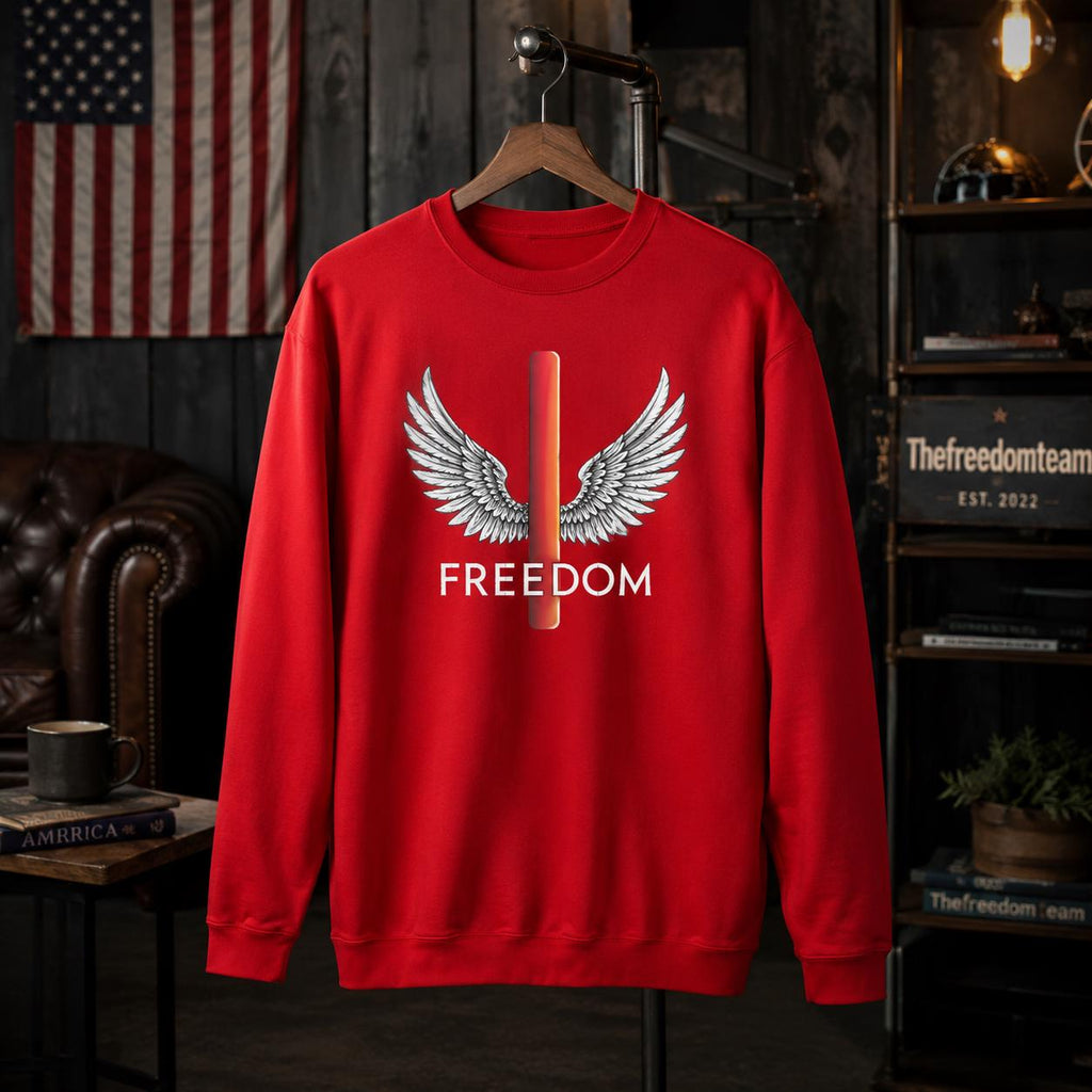 Freedom Crewneck Sweatshirt, Organic Cotton Pullover, Eco Friendly Sweatshirt, Patriotic Sweater, Liberty Lover Gift