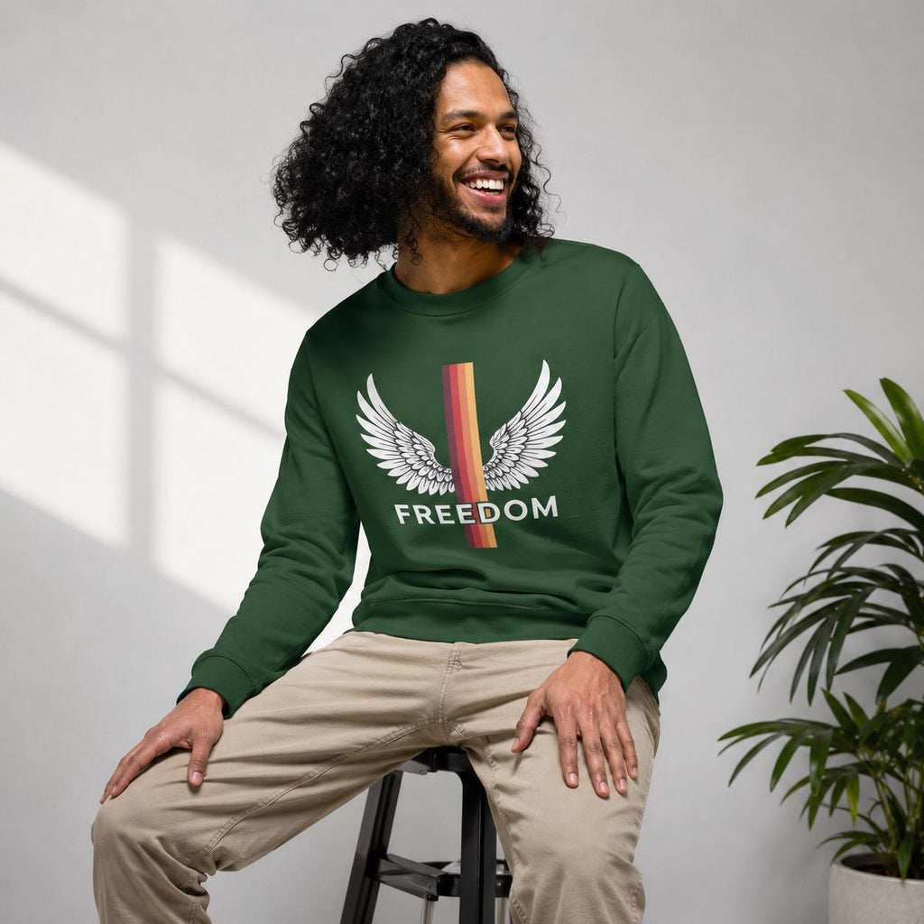 Freedom Crewneck Sweatshirt, Organic Cotton Pullover, Eco Friendly Sweatshirt, Patriotic Sweater, Liberty Lover Gift