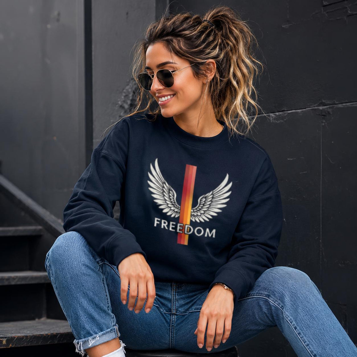 Freedom Crewneck Sweatshirt, Organic Cotton Pullover, Eco Friendly Sweatshirt, Patriotic Sweater, Liberty Lover Gift