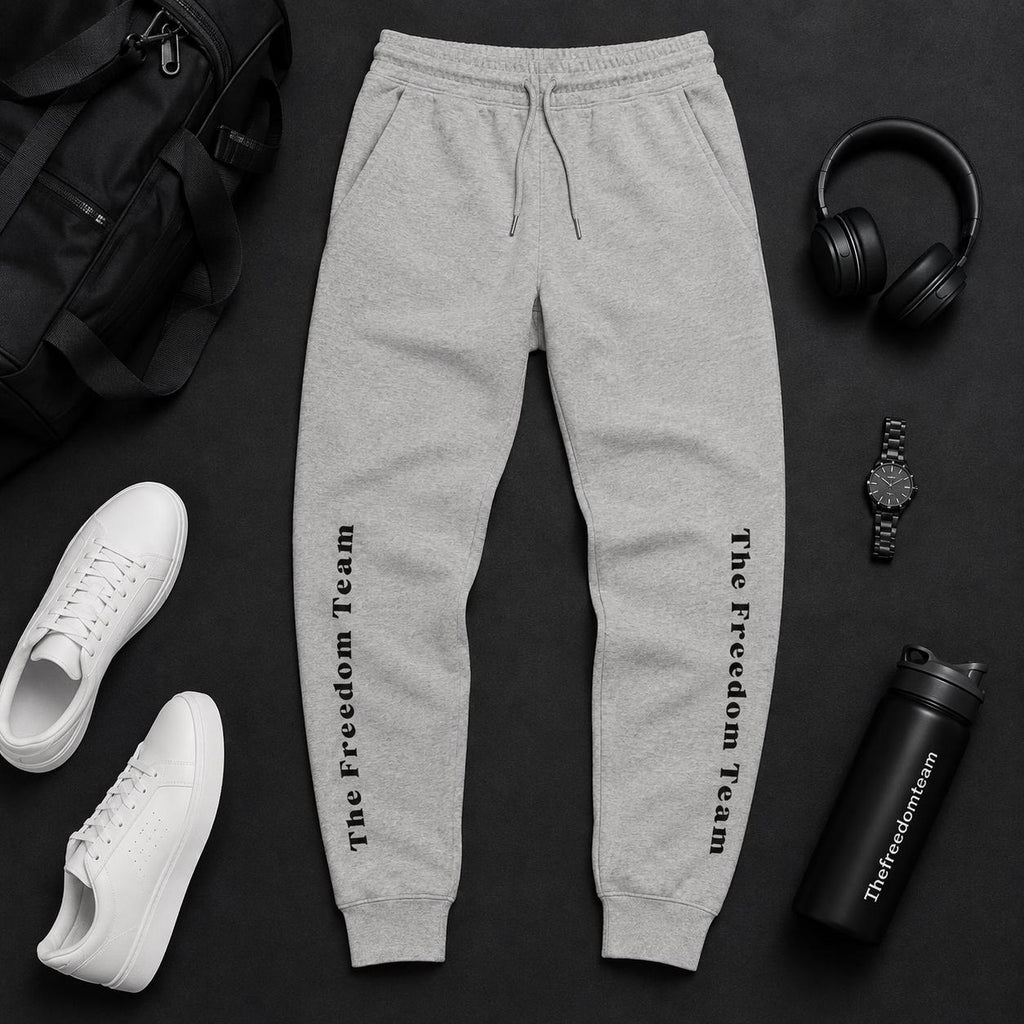 Freedom Team Sweatpants, Unisex Fleece Joggers with Pockets, Cuffed Leg Cotton Blend Lounge Pants, Patriotic Loungewear Gift