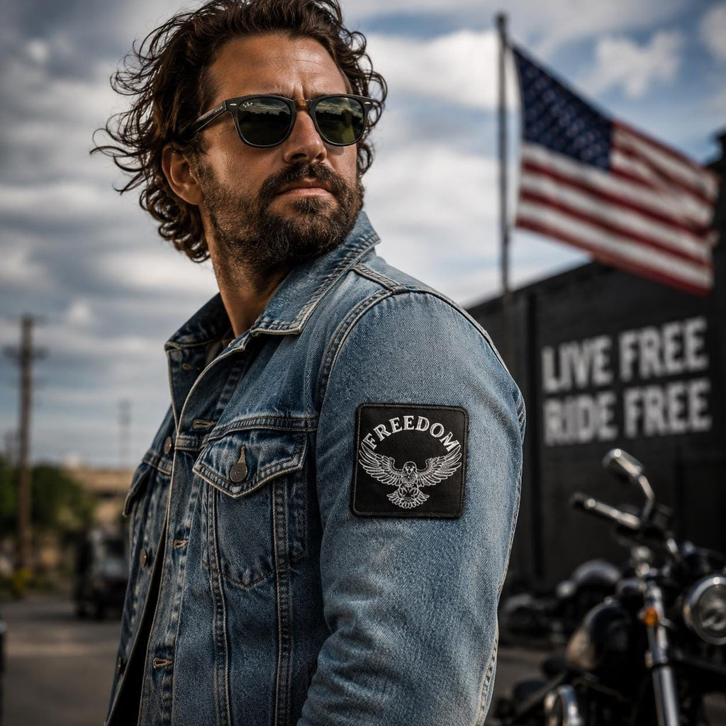 Freedom Eagle Patch, Embroidered Iron On Patch for Denim Jackets, Biker and Military Style Badge, 3 Inch Sew On Patch