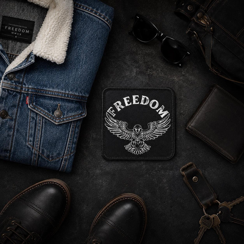 Freedom Eagle Patch, Embroidered Iron On Patch for Denim Jackets, Biker and Military Style Badge, 3 Inch Sew On Patch
