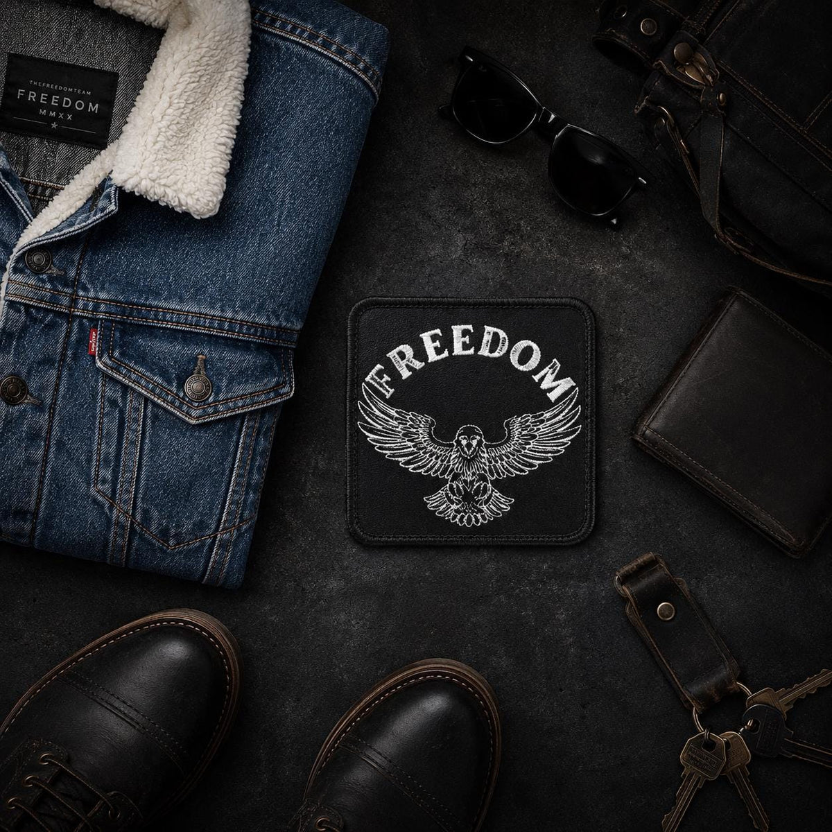 Freedom Eagle Patch, Embroidered Iron On Patch for Denim Jackets, Biker and Military Style Badge, 3 Inch Sew On Patch
