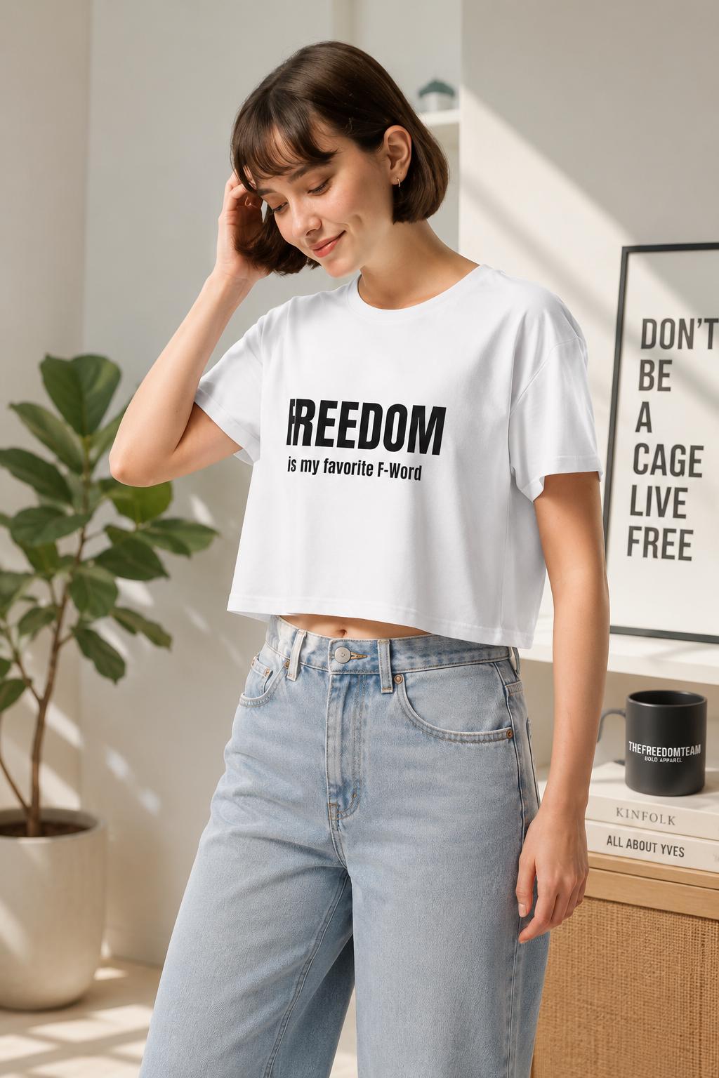 Freedom Crop Top, Funny Womens Cropped Tee, Graphic Crop Top, Festival Crop Top, Summer Top for Her