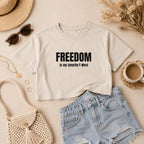 Freedom Crop Top, Funny Womens Cropped Tee, Graphic Crop Top, Festival Crop Top, Summer Top for Her