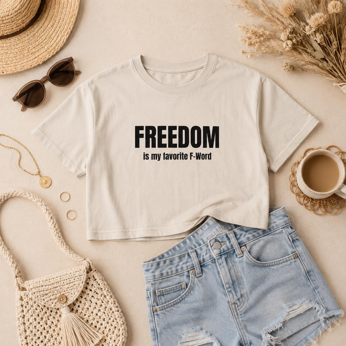 Freedom Crop Top, Funny Womens Cropped Tee, Graphic Crop Top, Festival Crop Top, Summer Top for Her