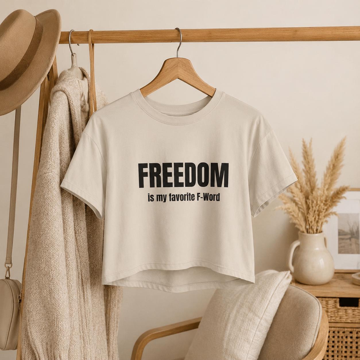 Freedom Crop Top, Funny Womens Cropped Tee, Graphic Crop Top, Festival Crop Top, Summer Top for Her