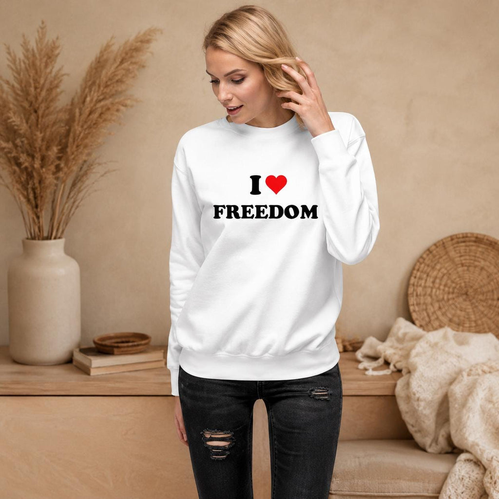 I Love Freedom Sweatshirt, Patriotic Crewneck, Heart Graphic Sweatshirt, Cozy Pullover, Liberty Lover Gift