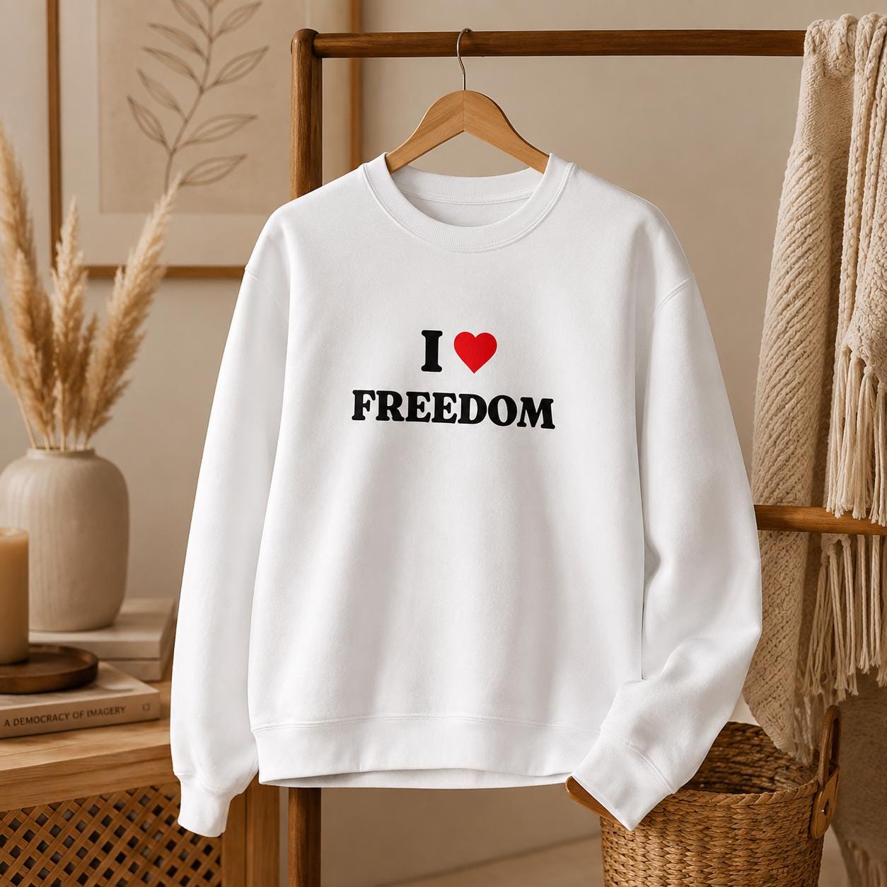 I Love Freedom Sweatshirt, Patriotic Crewneck, Heart Graphic Sweatshirt, Cozy Pullover, Liberty Lover Gift